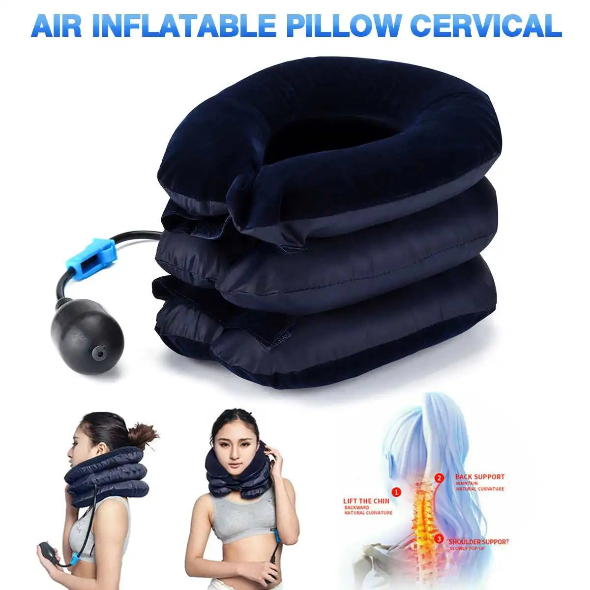 Air inflatable portable brace pillow