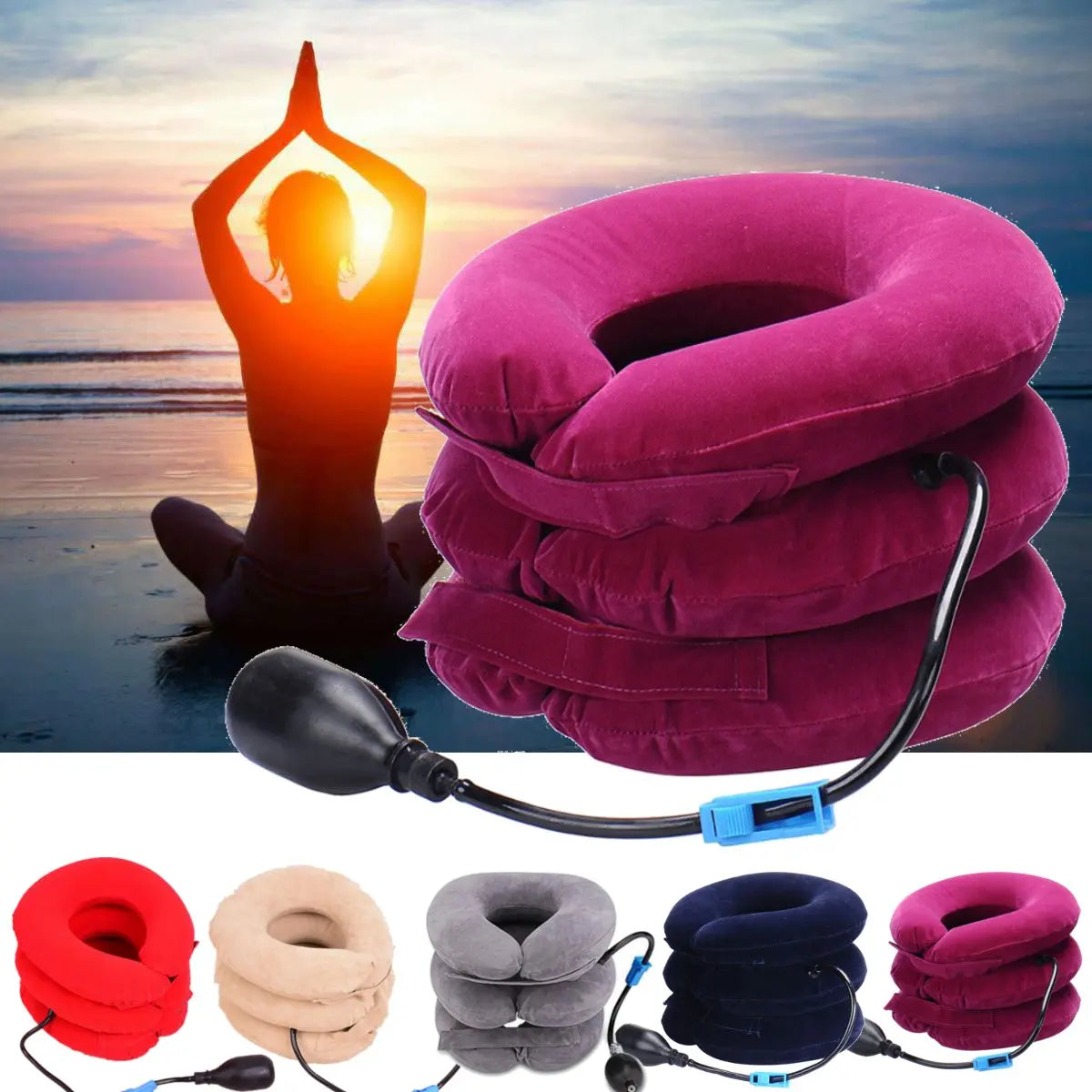 Air inflatable portable brace pillow